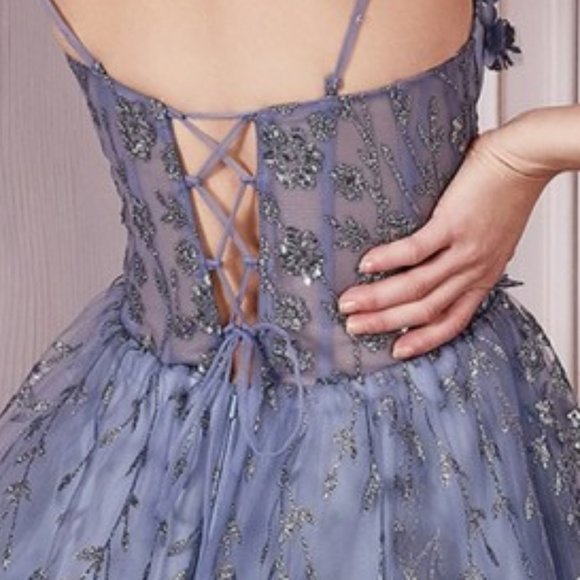 NEW ROSE GOLD A-LINE SHORT OFF THE SHOULDER SEQUINED DRESS WITH OPEN BACK CD9243 - Picture 8 of 8